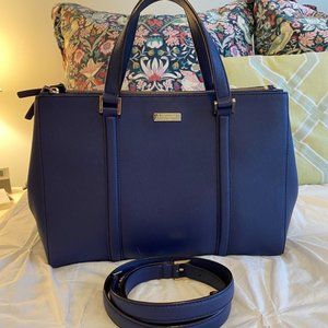 Kate Spade Saffiano Double Zipper Satchel, navy